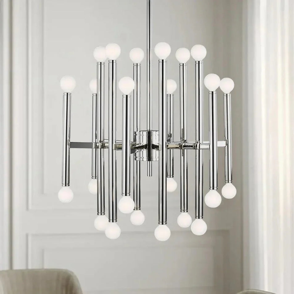 Beckham Modern Medium Chandelier, a premium Chandelier light by Visual Comfort & Co. Close - up image of its design.