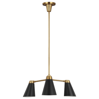 Signoret Small Chandelier in Burnished Brass with Matte Black