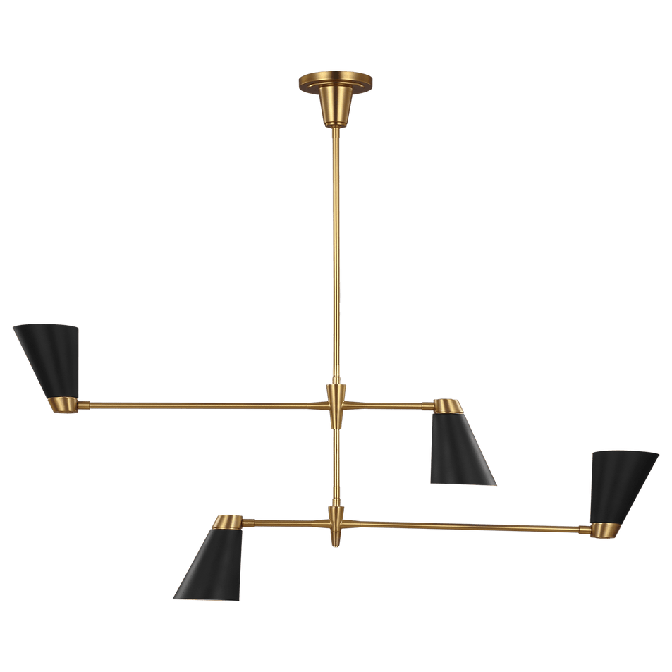 Signoret Medium Chandelier in Burnished Brass with Matte Black