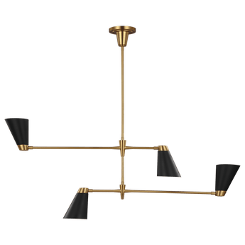 Signoret Medium Chandelier in Burnished Brass with Matte Black