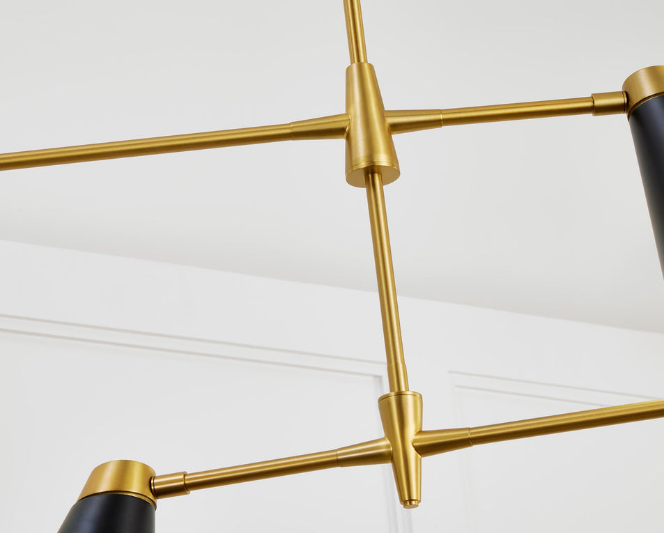 Signoret Medium Chandelier in Burnished Brass with Matte Black