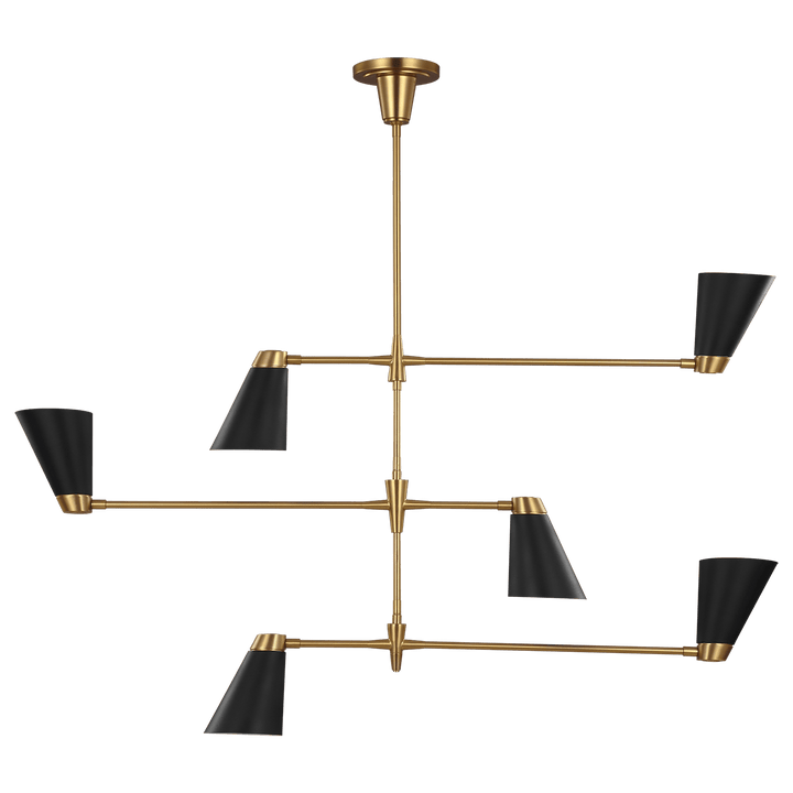 Signoret Large Chandelier in Burnished Brass with Matte Black