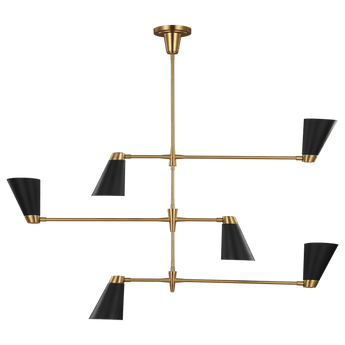 Signoret Large Chandelier in Burnished Brass with Matte Black