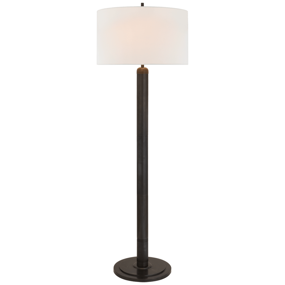 Longacre Floor Lamp in Bronze with Linen Shade