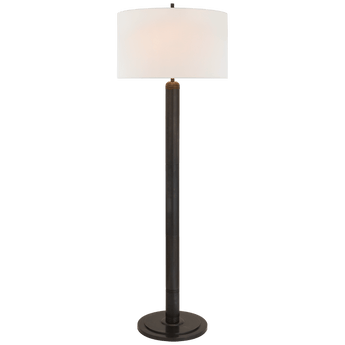 Longacre Floor Lamp in Bronze with Linen Shade