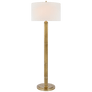 Longacre Floor Lamp in Hand-Rubbed Antique Brass with Linen Shade