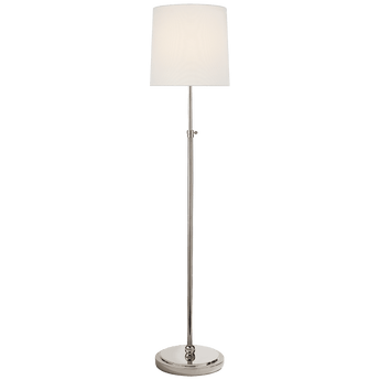 Bryant Floor Lamp in Polished Nickel with Linen Shade