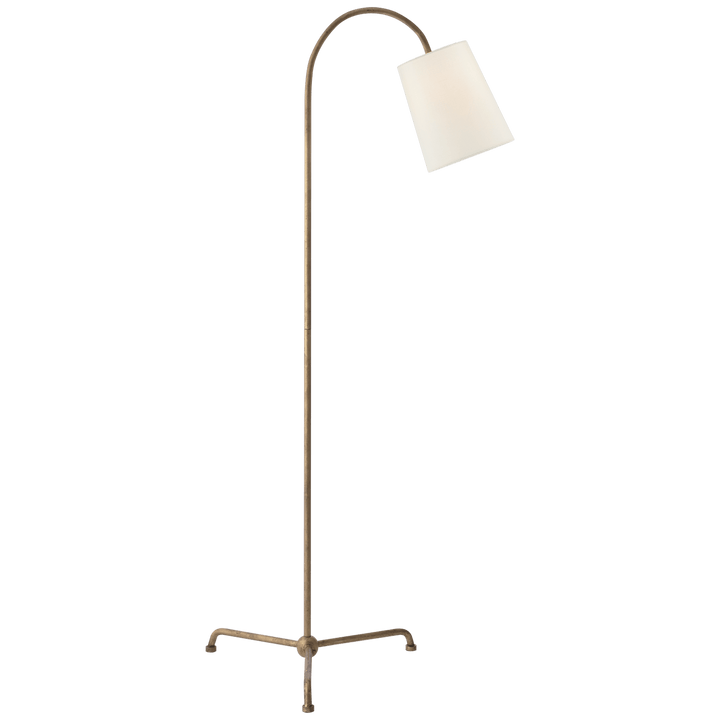 Mia Floor Lamp in Gilded Iron with Linen Shade