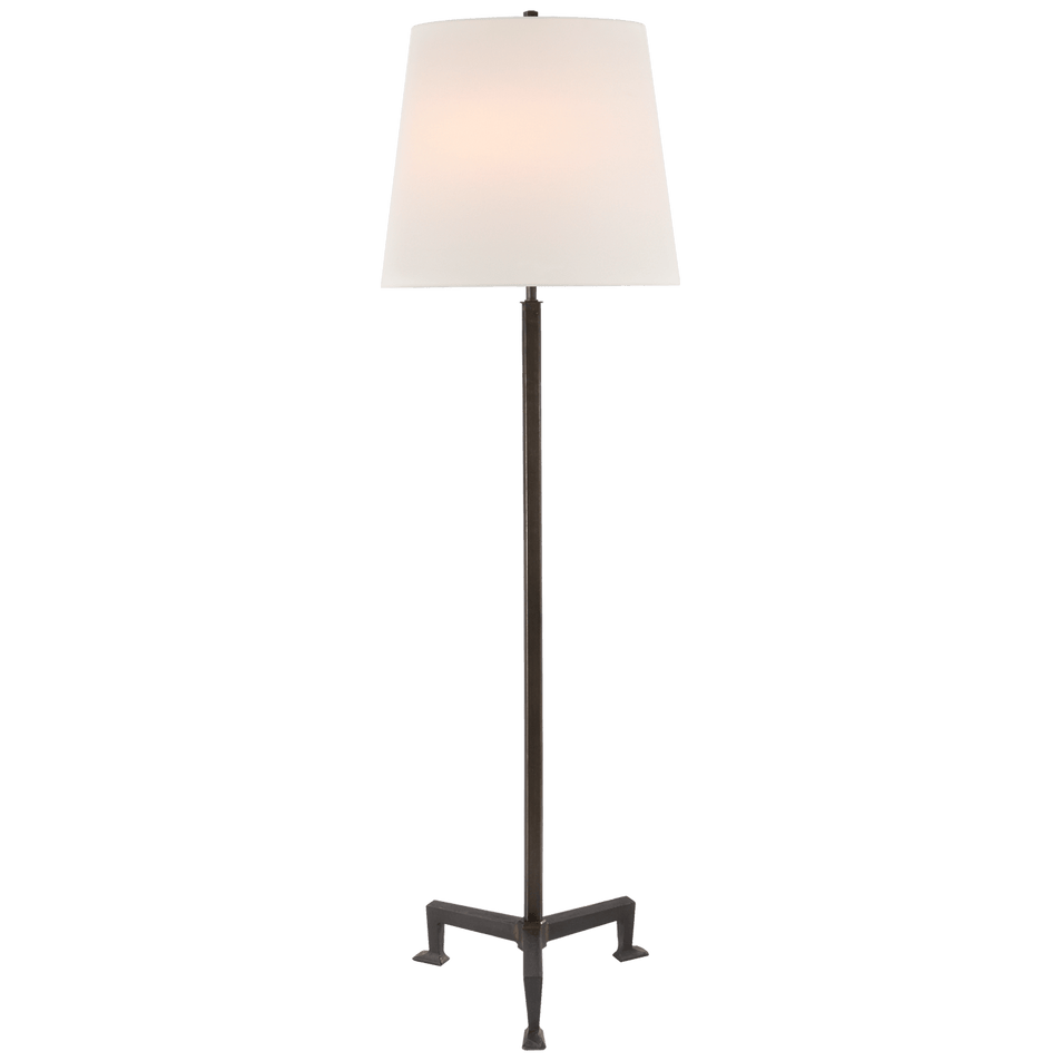 Parish Floor Lamp in Aged Iron with Linen Shade