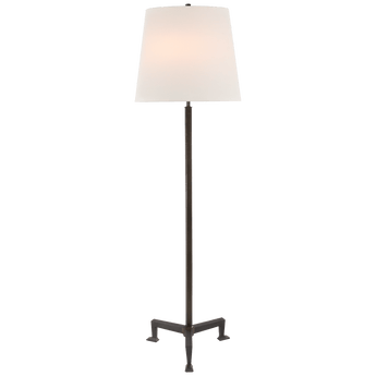 Parish Floor Lamp in Aged Iron with Linen Shade