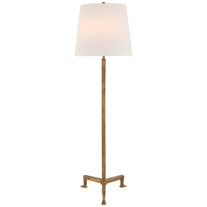Parish Floor Lamp in Gilded Iron with Linen Shade