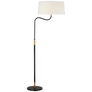 Canto Large Adjustable Floor Lamp in Bronze and Brass with Linen Shade