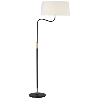 Canto Large Adjustable Floor Lamp in Bronze and Brass with Linen Shade