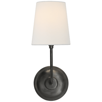 Vendome Single Sconce in Bronze with Linen Shade