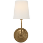 Vendome Single Sconce in Hand-Rubbed Antique Brass with Linen Shade