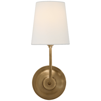 Vendome Single Sconce in Hand-Rubbed Antique Brass with Linen Shade