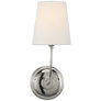 Vendome Single Sconce in Polished Nickel with Linen Shade