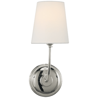 Vendome Single Sconce in Polished Nickel with Linen Shade