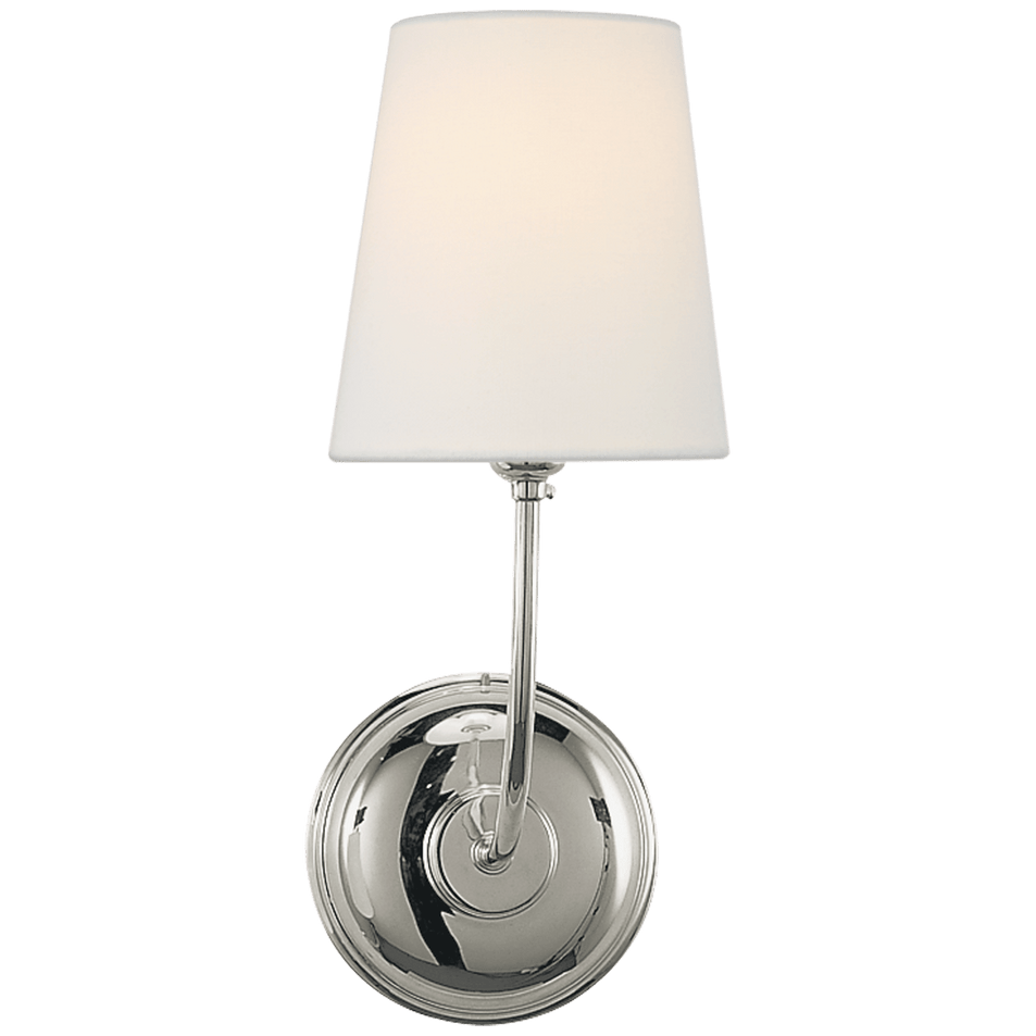 Vendome Single Sconce in Polished Nickel with Linen Shade
