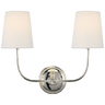 Vendome Double Sconce in Polished Nickel with Linen Shades