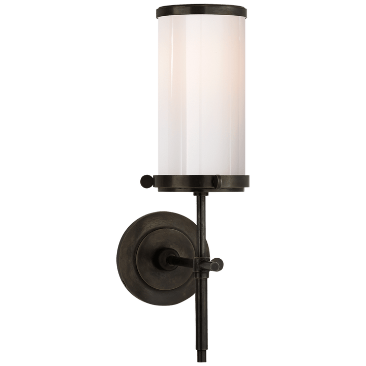 Bryant Bath Sconce in Bronze with White Glass