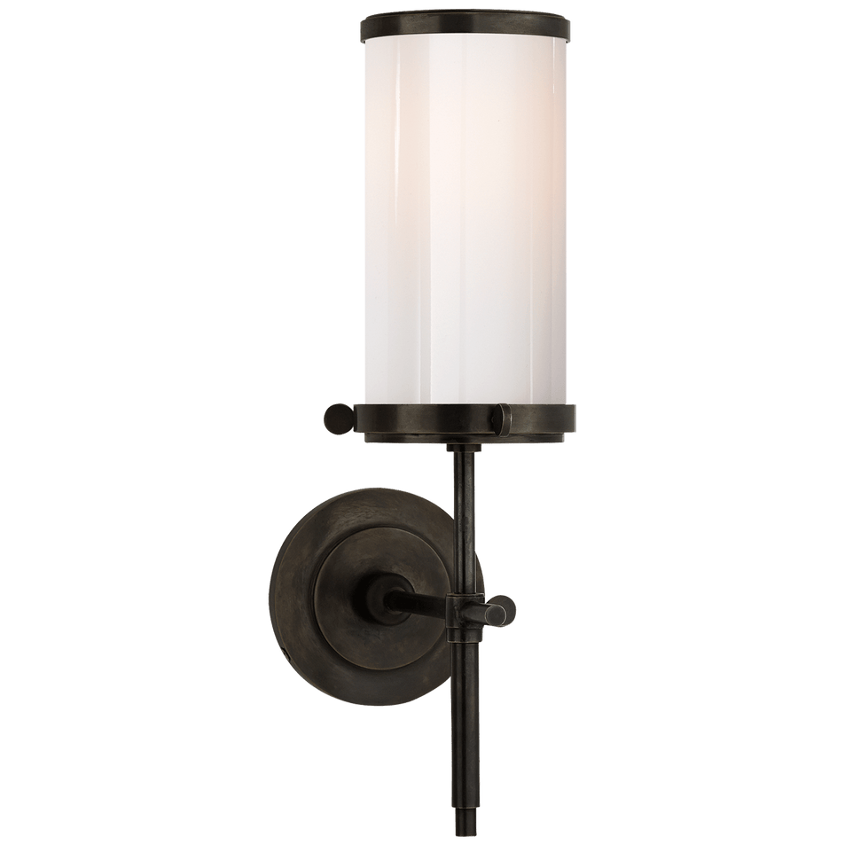 Bryant Bath Sconce in Bronze with White Glass