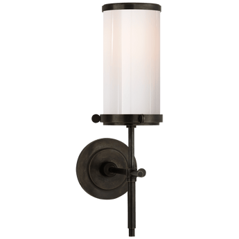 Bryant Bath Sconce in Bronze with White Glass