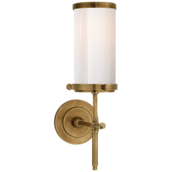 Bryant Bath Sconce in Hand-Rubbed Antique Brass with White Glass