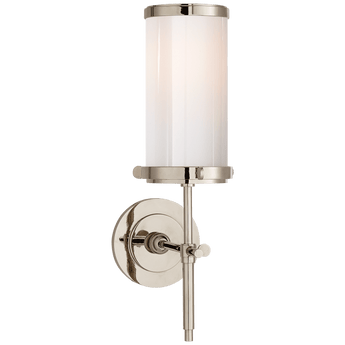 Bryant Bath Sconce in Polished Nickel with White Glass