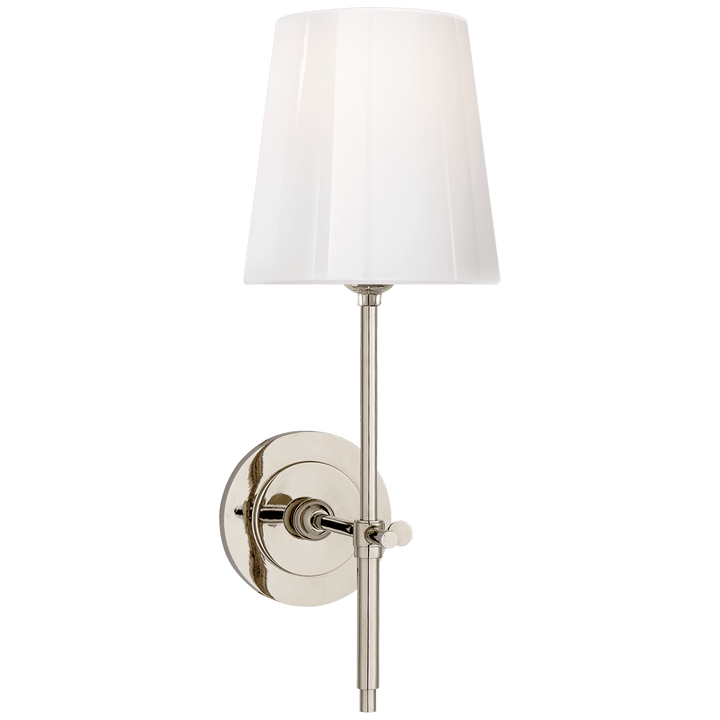 Bryant Sconce in Polished Nickel with White Glass