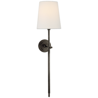 Bryant Large Tail Sconce in Bronze with Linen Shade