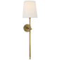 Bryant Large Tail Sconce in Hand-Rubbed Antique Brass with Linen Shade