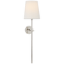 Bryant Large Tail Sconce in Polished Nickel with Linen Shade