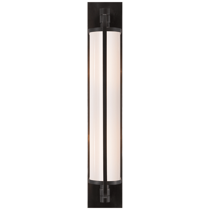 Keeley Tall Pivoting Sconce in Bronze with White Glass