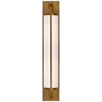 Keeley Tall Pivoting Sconce in Hand-Rubbed Antique Brass with White Glass