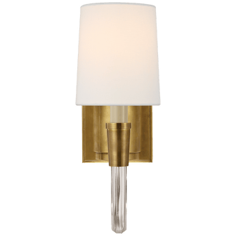 Vivian Single Sconce in Hand-Rubbed Antique Brass with Linen Shade