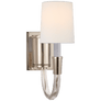 Vivian Single Sconce in Polished Nickel with Linen Shade