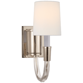 Vivian Single Sconce in Polished Nickel with Linen Shade