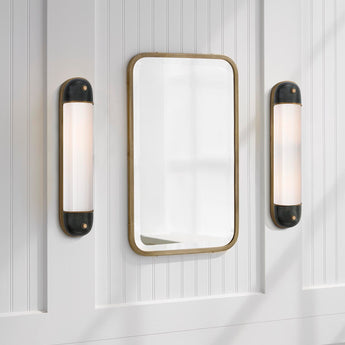 Selecta Long Sconce, a premium Bath light by Visual Comfort. Close - up image of its design.