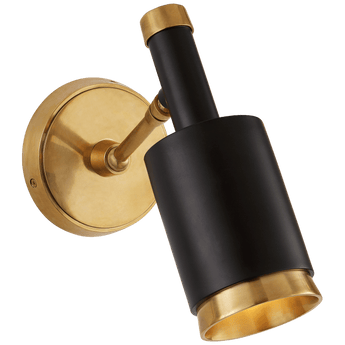 Anders Small Articulating Wall Light in Hand-Rubbed Antique Brass and Black