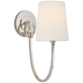 Reed Single Sconce in Polished Nickel with Linen Shade