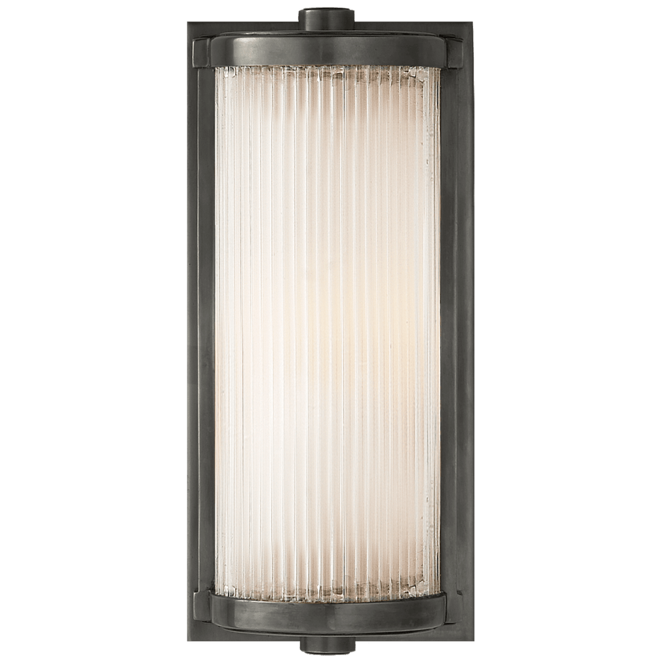 Dresser Short Glass Rod Light in Bronze with Frosted Glass Liner