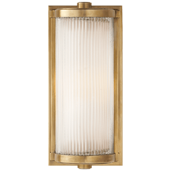 Dresser Short Glass Rod Light in Hand-Rubbed Antique Brass with Frosted Glass Liner