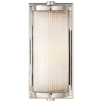 Dresser Short Glass Rod Light in Polished Nickel with Frosted Glass Liner