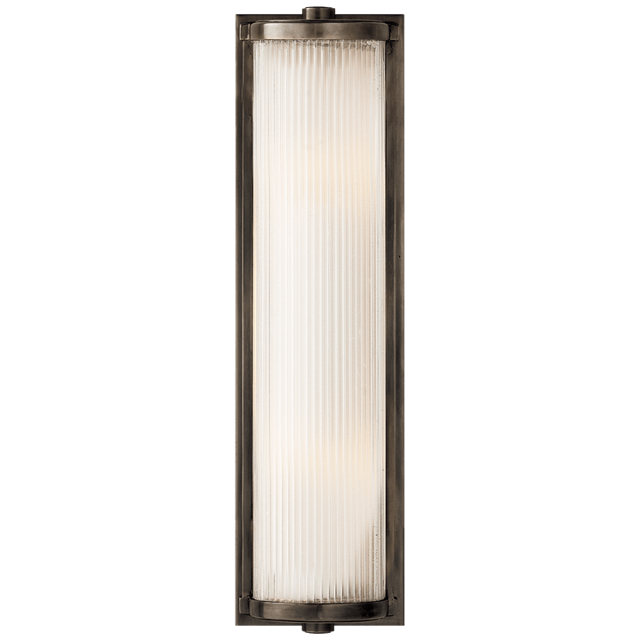 Dresser Long Glass Rod Light in Bronze with Frosted Glass Liner