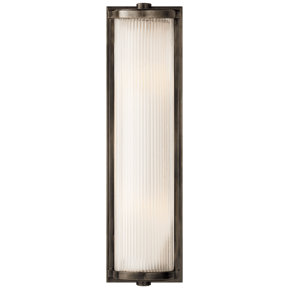 Dresser Long Glass Rod Light in Bronze with Frosted Glass Liner