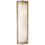 Dresser Long Glass Rod Light in Hand-Rubbed Antique Brass with Frosted Glass Liner