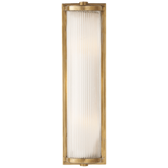 Dresser Long Glass Rod Light in Hand-Rubbed Antique Brass with Frosted Glass Liner