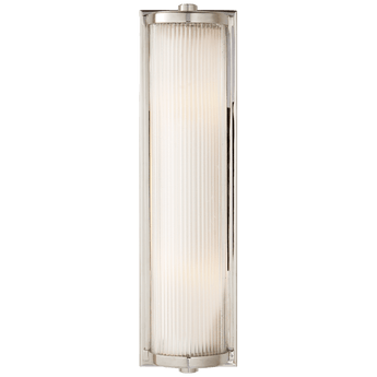 Dresser Long Glass Rod Light in Polished Nickel with Frosted Glass Liner