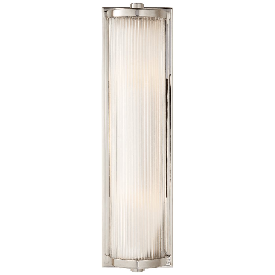Dresser Long Glass Rod Light in Polished Nickel with Frosted Glass Liner